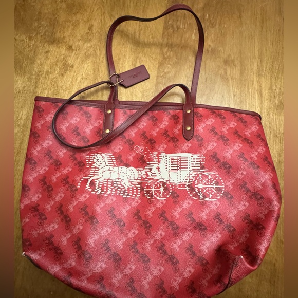 Coach Handbags - Coach Red City Tote with Horse Carriage